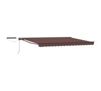 Owoxanthellate Auvent électrique à bras articulé - 4 x 3,5 m - Avec télécommande et manivelle - Auvent semi-cassette pour terrasse et jardin - Cadre en aluminium - Marron et anthracite