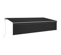 Owoxanthellate Auvent rétractable automatique avec volant, 6 x 3 m, anthracite, store électrique à bras articulé avec télécommande et manivelle, cadre en aluminium pour terrasse et jardin