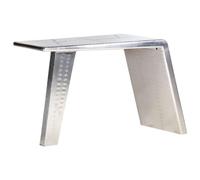 Owoxanthellate Aviator Bureau au design d'ailes d'avion, table d'aviateur industrielle en métal et bois, table de travail unique pour bureau et étude, argent, 112 x 50 x 76 cm