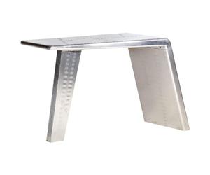 Owoxanthellate Aviator Bureau au design d'ailes d'avion, table d'aviateur industrielle en métal et bois, table de travail unique pour bureau et étude, argent, 112 x 50 x 76 cm