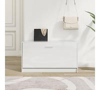 Owoxanthellate Banc à chaussures blanc brillant, 80 x 24 x 45 cm, avec espace de rangement pour 5 à 6 paires de chaussures, en aluminium, design moderne, pour couloir, chambre à coucher, salon
