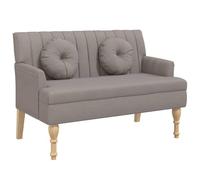 Owoxanthellate Banc avec dossier et coussin, banc rembourré, taupe, 113 x 64,5 x 75,5 cm, banc de cuisine, banc de couloir avec pieds en bois, pour salon et bureau