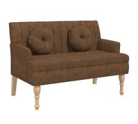 Owoxanthellate Banc avec dossier et coussin Marron 113 x 64,5 x 75,5 cm Banc rembourré aspect daim Banc de cuisine avec accoudoirs pour couloir, salon et bureau