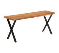 Owoxanthellate Banc d'arbre 105 cm en bois d'acacia massif, banc rustique avec structure en métal pour salle à manger, couloir et salon, banc en bois stable avec bord naturel