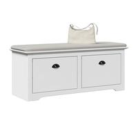 Owoxanthellate Banc de couloir BODO - Blanc - 114 x 40 x 45 cm - En pin massif - Avec espace de rangement et deux poignées en métal - Design robuste pour couloir, salon et chambre à coucher