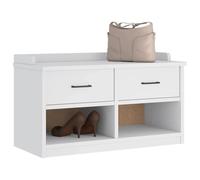 Owoxanthellate Banc de couloir Sandnes - En pin massif - Avec espace de rangement - Avec 2 tiroirs et compartiments ouverts - Robuste - Avec vernis UV - Pour couloir, salon, chambre à coucher - Blanc