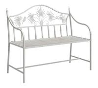 Owoxanthellate Banc de jardin blanc vieilli 104 x 52,5 x 89 cm en acier résistant aux intempéries et durable, design moderne avec accoudoirs pour jardin, balcon ou terrasse