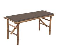 Owoxanthellate Banc de jardin pliable en bambou 118 x 45 cm avec coussin taupe, résistant aux intempéries, peu encombrant, pour balcon, terrasse, camping