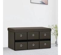 Owoxanthellate Banc de rangement 76 x 38 x 38 cm en imitation lin et MDF marron foncé 6 tiroirs pliable pour couloir, chambre à coucher et salon