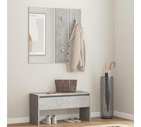 Owoxanthellate Banc de vestiaire, gris béton, 80 x 30,5 x 40 cm, en bois dérivé du bois, avec miroir et patère, design moderne, robuste et durable, pour couloir, salon, chambre à coucher