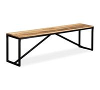 Owoxanthellate Banc en bois de manguier 160 x 35 x 45 cm avec pieds en acier au look vintage, banc peu encombrant avec espace de rangement pour couloir, chambre à coucher et cuisine