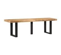 Owoxanthellate Banc industriel 160 cm en bois massif de mangue avec bord d'arbre et structure en acier en forme de U, marron noir, design moderne et robustesse pour salon, couloir, chambre à coucher