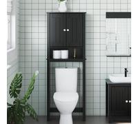Owoxanthellate Berg Armoire WC noire 60 x 27 x 164,5 cm en bois de pin massif, meuble de salle de bain peu encombrant avec 3 étagères, design imperméable pour petites salles de bains et toilettes