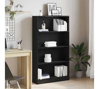 Owoxanthellate Bibliothèque à 4 compartiments - Noir - Aspect chêne - 80 x 24 x 143 cm - Étagère sur pied en bois - Design moderne - Séparateur de pièce robuste - Solution pour salon, couloir, chambre