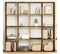 Owoxanthellate Bibliothèque en bois recyclé 137 x 29 x 137 cm à 16 compartiments, comme séparateur de pièce et étui à livres, stable, moderne, pour salon, bureau, chambre à coucher