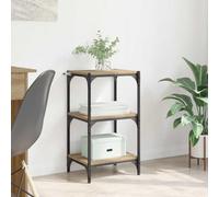 Owoxanthellate Bibliothèque, en chêne artisanal, 40 x 33 x 70,5 cm, noire, en matériau dérivé du bois et fer, étagère sur pied, loft industriel, stable, avec 3 compartiments, design moderne, pour la