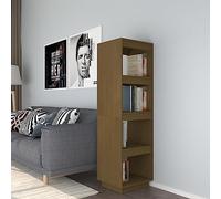 Owoxanthellate Bibliothèque en pin massif, marron miel, 40 x 35 x 135 cm, fine, comme séparateur de pièce, pour salon, couloir, chambre à coucher, design moderne, robuste et peu encombrante