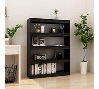 Owoxanthellate Bibliothèque en pin massif noir 100 x 30 x 135,5 cm avec fonction séparateur de pièce, design moderne, robuste et durable, pour salon, chambre à coucher, bureau