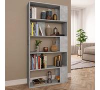 Owoxanthellate Bibliothèque gris béton 80 x 24 x 159 cm en matériau dérivé du bois avec 5 compartiments, design moderne, robuste et durable, convient également comme séparateur de pièce, pour salon