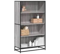 Owoxanthellate Bibliothèque grise Sonoma 80,5 x 35 x 139 cm en matériau dérivé du bois et structure en métal Design moderne avec quatre compartiments Étagère sur pied pour salon, couloir, chambre à