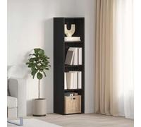 Owoxanthellate Bibliothèque murale en matériau dérivé du bois avec 4 compartiments - Design moderne et durable - Pour salon, chambre à coucher, couloir - Noir - Aspect chêne - 143 x 30 x 36 cm