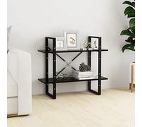 Owoxanthellate Bibliothèque noire 80 x 30 x 70 cm, étagère sur pied, en bois et métal, séparateur de pièce, avec 2 compartiments, design moderne et robustesse, pour salon, couloir et chambre à coucher