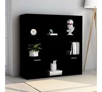 Owoxanthellate Bibliothèque noire 98 x 30 x 98 cm en bois avec 7 cubes ouverts et 2 portes Design moderne robuste et durable pour salon, couloir ou chambre à coucher comme étagère de séparation