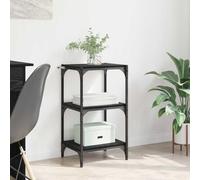 Owoxanthellate Bibliothèque noire aspect chêne 40 x 33 x 70,5 cm Cadre en acier métallique Étagère sur pied 3 compartiments Charge maximale 60 kg Design industriel moderne pour salon, maison, bureau