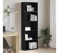 Owoxanthellate Bibliothèque noire aspect chêne 60 x 30 x 189 cm en bois robuste à 5 compartiments - Design moderne - Peu encombrante - Pour salon, couloir, bureau et chambre à coucher