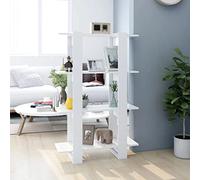 Owoxanthellate Bibliothèque séparateur de pièce, blanche, 80 x 30 x 123,5 cm, en matériau à base de bois, avec 5 compartiments, design moderne, stable et facile à nettoyer, convient pour le salon, le