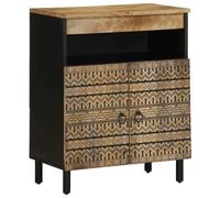 Owoxanthellate Buffet 60 x 33,5 x 75 cm, commode en bois massif de manguier brut et fer, buffet avec 2 portes, armoire d'appoint au design industriel pour salon et couloir