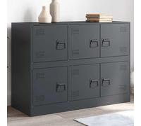 Owoxanthellate Buffet anthracite 99 x 39 x 73 cm en acier - Design moderne avec 6 compartiments et poignées - Pour salon, chambre à coucher, couloir