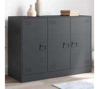 Owoxanthellate Buffet anthracite 99 x 39 x 73 cm en acier laminé à froid - Design moderne avec 3 portes et 6 compartiments - Robuste et peu encombrant - Pour salon, chambre à coucher, couloir