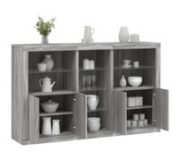 Owoxanthellate Buffet avec LED RVB Sonoma gris 162 x 37 x 100 cm - Matériau en bois durable avec façade en verre - Buffet haut moderne pour salon, chambre à coucher, couloir - Solution de rangement