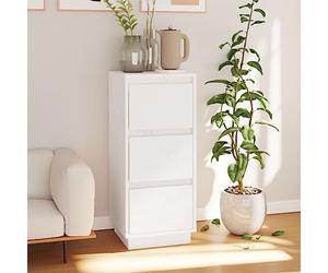 Owoxanthellate Buffet blanc 32 x 34 x 75 cm en pin massif, petite commode compacte avec portes, design moderne, robuste et durable, pour salon, chambre à coucher, couloir