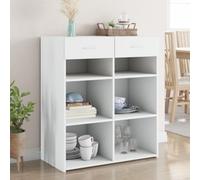 Owoxanthellate Buffet blanc 80 x 42,5 x 93 cm en bois dérivé du bois, design moderne avec deux tiroirs, armoire de couloir stable et commode pour salon, chambre à coucher, couloir