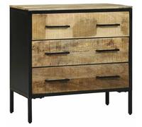 Owoxanthellate Buffet en bois de manguier 70 x 35 x 70 cm, commode industrielle à 2 portes, moderne et robuste, pour salon, chambre à coucher, couloir