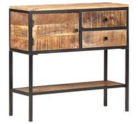 Owoxanthellate Buffet en bois de manguier et fer - 85 x 30 x 80 cm - Design industriel - Commode avec porte et tiroirs - Pour couloir, chambre à coucher, salon - Meuble de rangement robuste