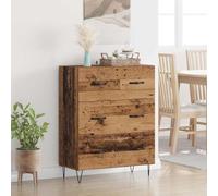 Owoxanthellate Buffet en bois recyclé 69,5 x 34 x 90 cm en bois composite avec pieds en fer, haut rustique avec tiroirs, peu encombrant, commode de salon, pour chambre à coucher et couloir