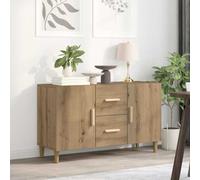 Owoxanthellate Buffet en chêne artisan - 100 x 36 x 60 cm - En bois - Design moderne - Robuste et durable - Pour salon, couloir, chambre à coucher