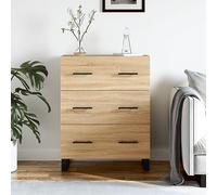 Owoxanthellate Buffet en chêne Sonoma 69,5 x 34 x 90 cm - En bois avec 3 tiroirs et pieds en métal - Design moderne avec surface robuste - Pour salon, couloir et chambre à coucher