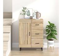 Owoxanthellate Buffet en chêne Sonoma - 69,5 x 34 x 90 cm - En bois avec pieds en fer - Design moderne pour une organisation peu encombrante dans le salon, la chambre à coucher, le couloir