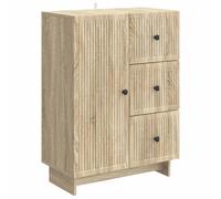 Owoxanthellate Buffet en chêne Sonoma avec 3 tiroirs et 1 porte, meuble haut moderne en bois pour salon et salle à manger, design vintage, 66 x 34,5 x 90 cm