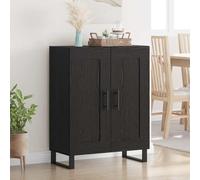 Owoxanthellate Buffet étroit noir aspect chêne 69,5 x 34 x 90 cm en bois et fer - Design moderne avec 2 portes - Robuste et durable - Pour salon, salle à manger, couloir et chambre à coucher