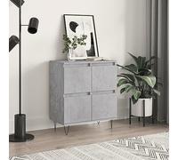 Owoxanthellate Buffet gris béton 60 x 35 x 70 cm en bois massif avec pieds en fer - Design moderne - Stabilité robuste - Pour salon, chambre à coucher, couloir