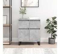 Owoxanthellate Buffet gris béton 60 x 35 x 70 cm en matériau dérivé du bois avec pieds en fer moderne pour salon, chambre à coucher, cuisine, espace de rangement avec fixation murale