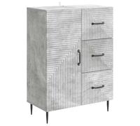 Owoxanthellate Buffet gris béton 66 x 34,5 x 89,5 cm Commode en bois avec 3 tiroirs et 1 porte Buffet moderne pour salon, salle à manger et couloir Design industriel