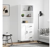 Owoxanthellate Buffet haut - Blanc - 69,5 x 34 x 180 cm - En matériau dérivé du bois - Buffet de salon - Petite chambre à coucher - Design moderne - Pour salon, couloir, chambre à coucher