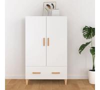 Owoxanthellate Buffet haut blanc 70 x 31 x 115 cm en bois - Design moderne avec 2 portes et 1 tiroir - Corps robuste pour espace de rangement dans le salon, la chambre à coucher, le couloir