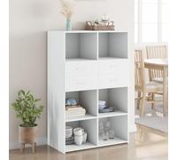 Owoxanthellate Buffet haut blanc 80 × 42,5 × 124 cm, en bois, compartiments ouverts et tiroirs, pour salon, couloir, chambre à coucher